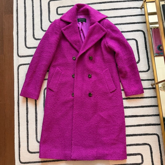 Ann Taylor Magenta Fuchsia Double Breasted Coat Size XS - Picture 2 of 6